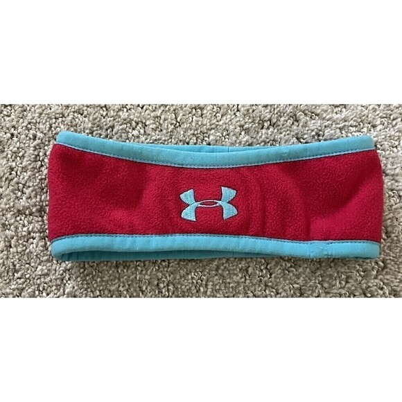 Under Armour UA Fleece Headband Youth Red Turquoise OSFA Passion Snow Winter - Picture 7 of 7